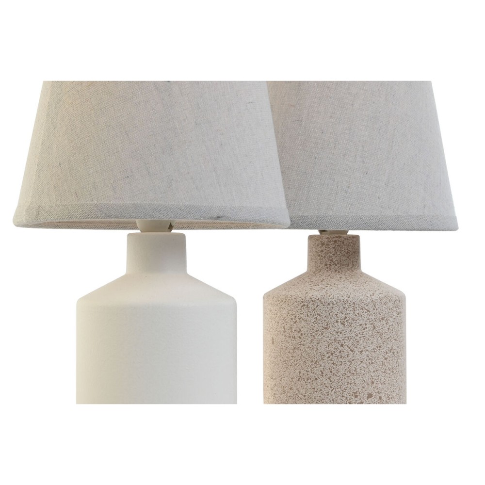 Tischlampe Home ESPRIT Weiß Beige 40 W 220 V 15 x 15 x 27 cm (2 Stück)