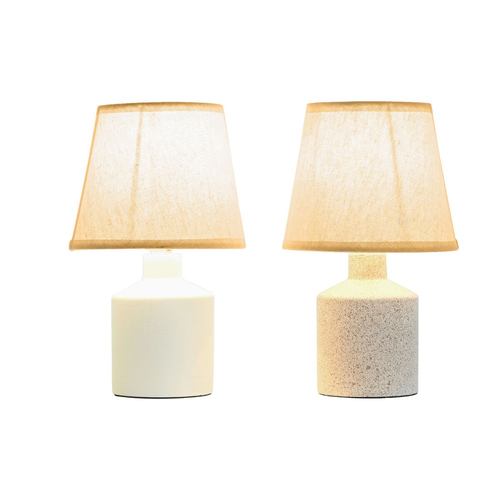 Tischlampe Home ESPRIT Weiß Beige 40 W 220 V 15 x 15 x 27 cm (2 Stück)