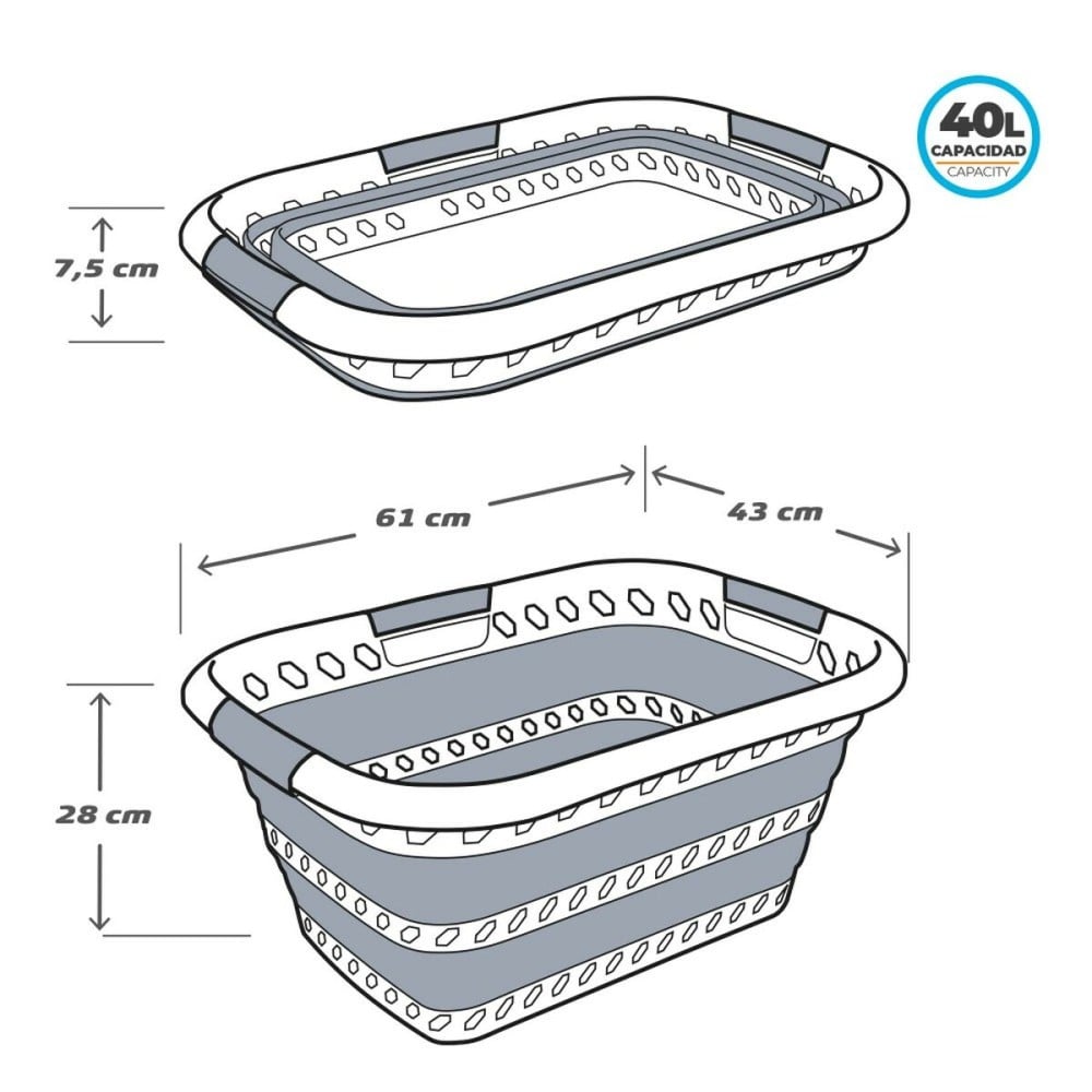 Panier à Vêtements Pliable Aktive polypropylène TPR 61 x 7,5 x 43 cm 61 x 28 x 43 cm (4 Unités)