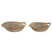 Centerpiece Home ESPRIT White Light brown PVC Natural Fibre Rushes 51 x 45 x 13 cm (2 Units)