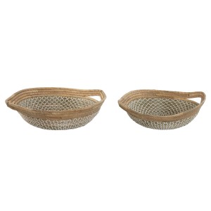 Centerpiece Home ESPRIT White Light brown PVC Natural Fibre Rushes 51 x 45 x 13 cm (2 Units)