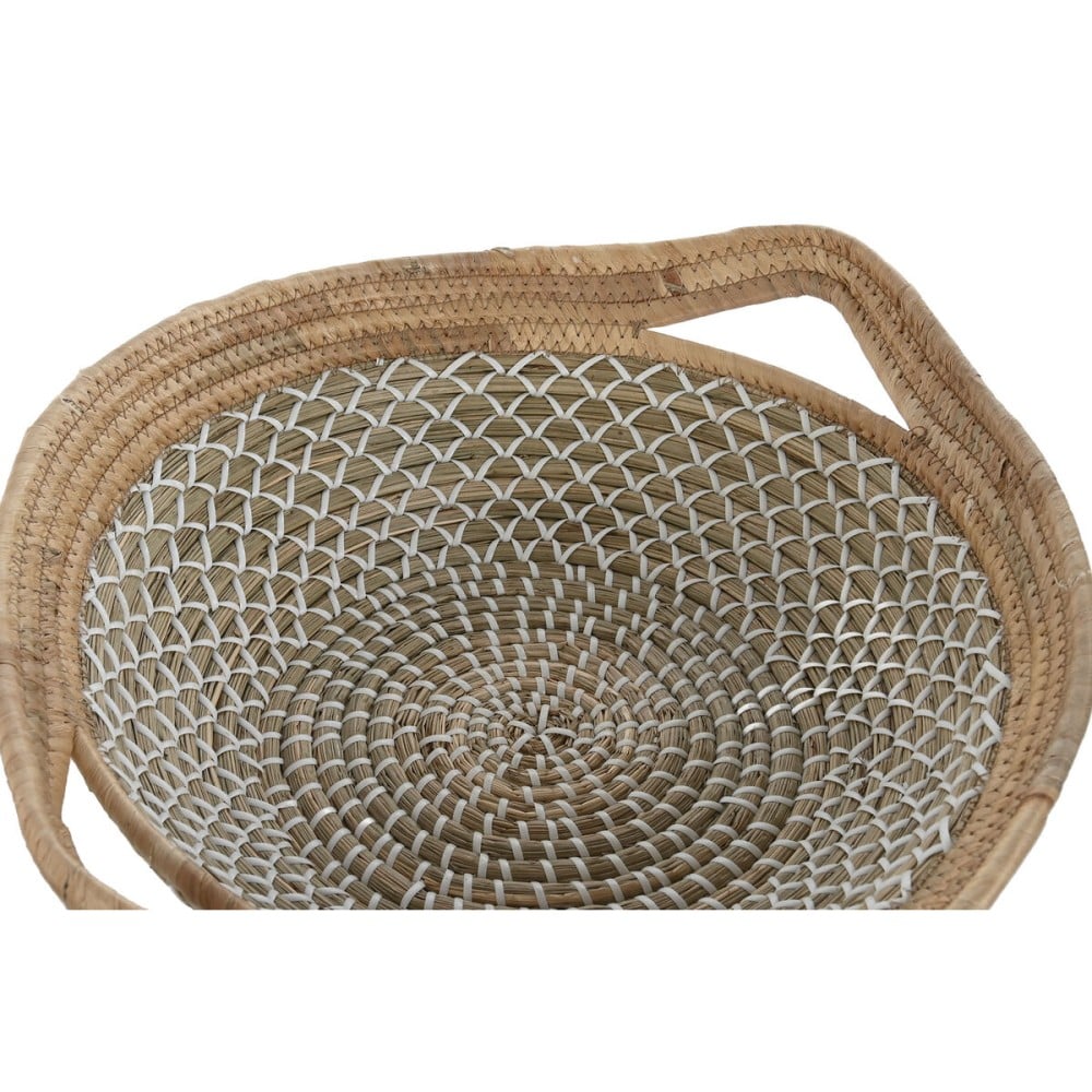Centerpiece Home ESPRIT White Light brown PVC Natural Fibre Rushes 51 x 45 x 13 cm (2 Units)