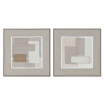 Cadre Home ESPRIT Marron Beige Jute polystyrène Abstrait Urbaine 62 x 3,2 x 62 cm (2 Unités)