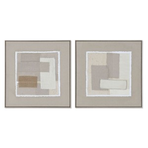 Cadre Home ESPRIT Marron Beige Jute polystyrène Abstrait Urbaine 62 x 3,2 x 62 cm (2 Unités)