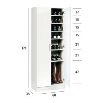 Schuhschrank Alexandra House Living Weiß 59 x 171 x 35 cm 2 Türen 7 Regale