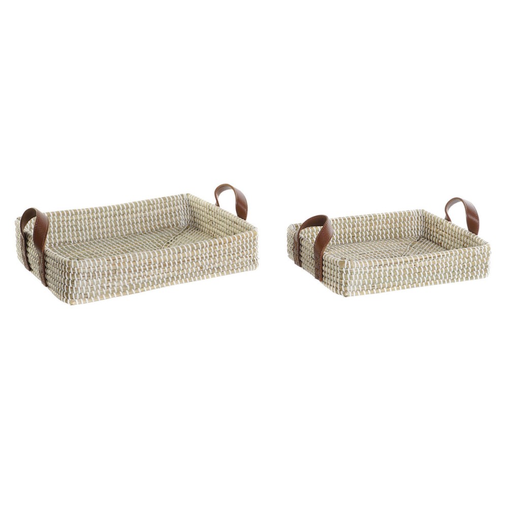 Set de basket DKD Home Decor Fibre naturelle Naturel Urbaine 41 x 32 x 9 cm