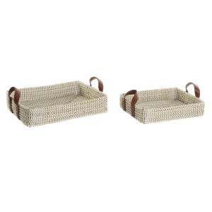 Set de basket DKD Home Decor Fibre naturelle Naturel Urbaine 41 x 32 x 9 cm