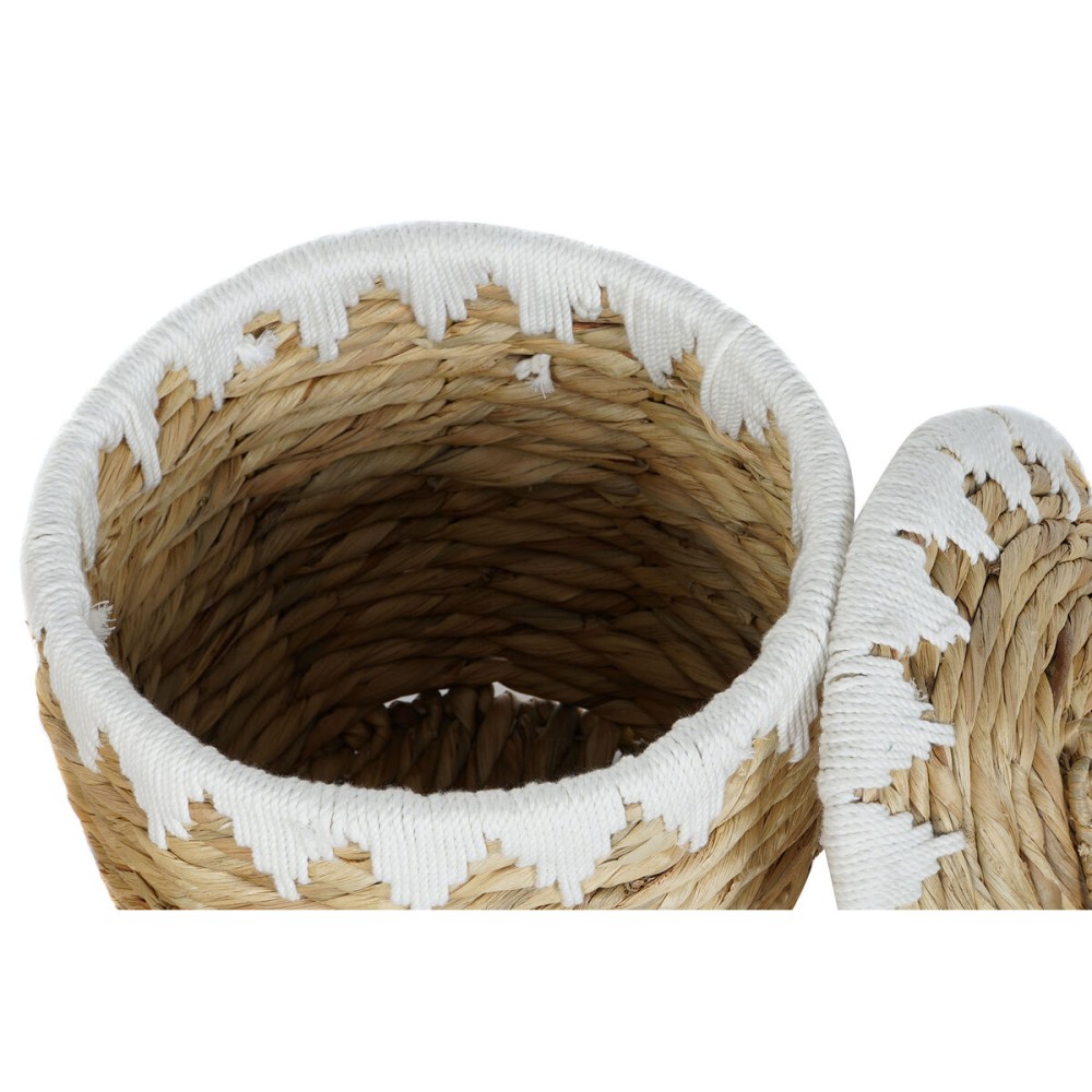 Set de boîtes décoratives Home ESPRIT Blanc Naturel Fibre naturelle Boho (2 Pièces)