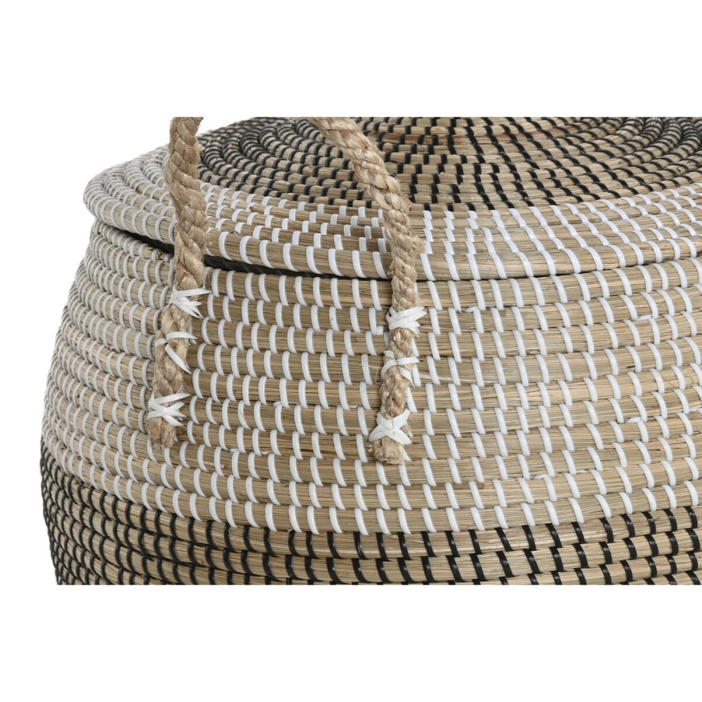 Basket set Home ESPRIT White Black Natural (2 Pieces)