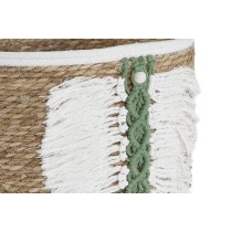 Set de basket Home ESPRIT Blanc Vert Naturel Fibre naturelle Tropical 39 x 39 x 36 cm 39 x 39 x 47 cm 3 Pièces