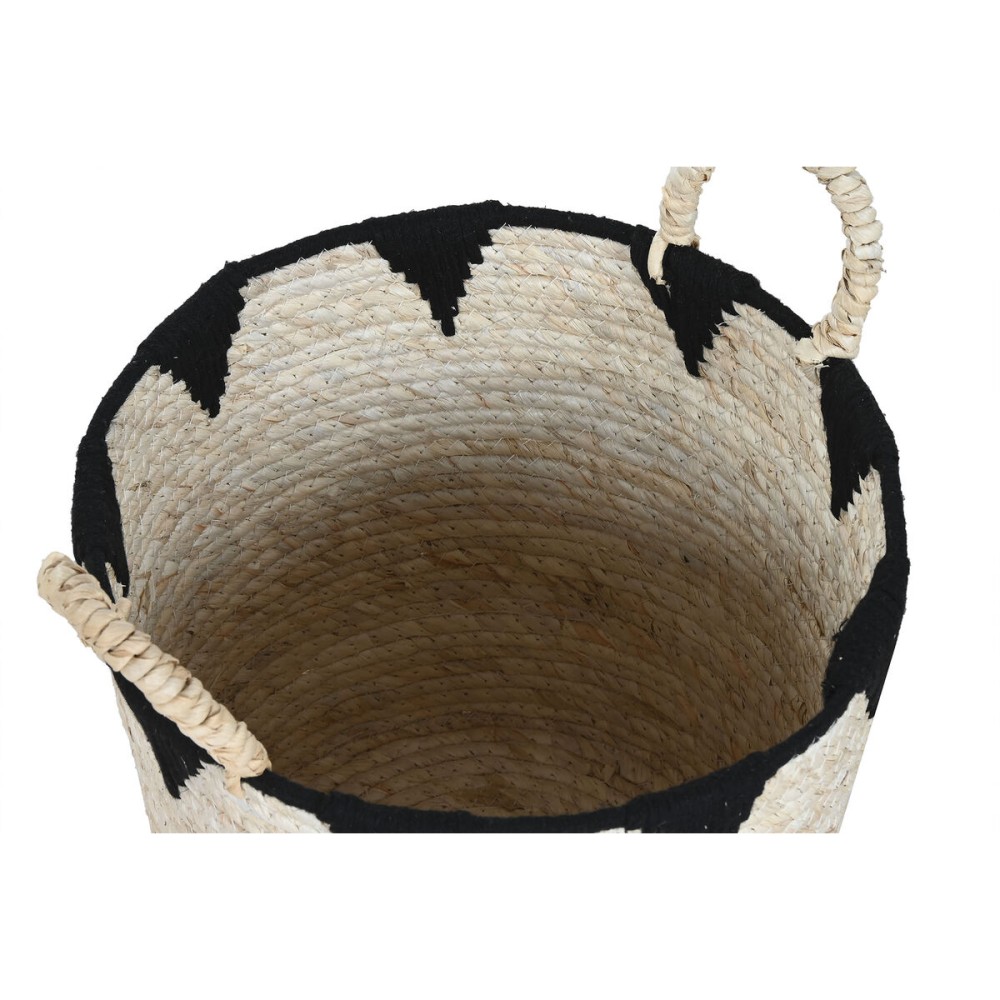 Basket set Home ESPRIT Black Natural Natural Fibre (3 Pieces)