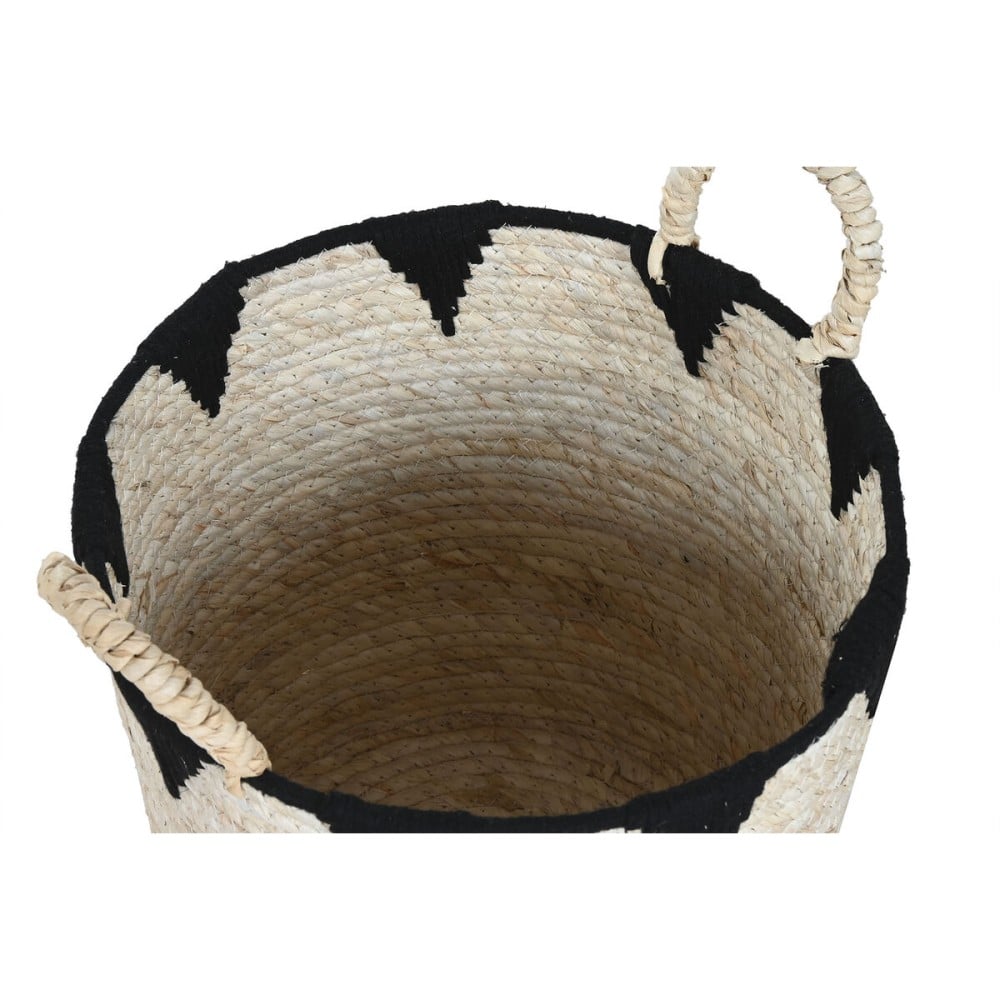 Set de basket Home ESPRIT Noir Naturel Fibre naturelle (3 Pièces)
