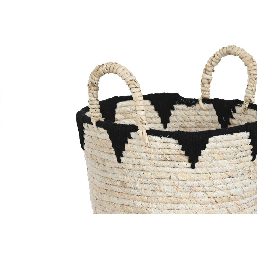 Set de basket Home ESPRIT Noir Naturel Fibre naturelle (3 Pièces)