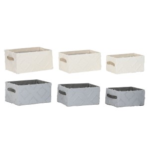 Set de basket Home ESPRIT Gris Crème 35 x 25 x 18 cm 3 Pièces (2 Unités)