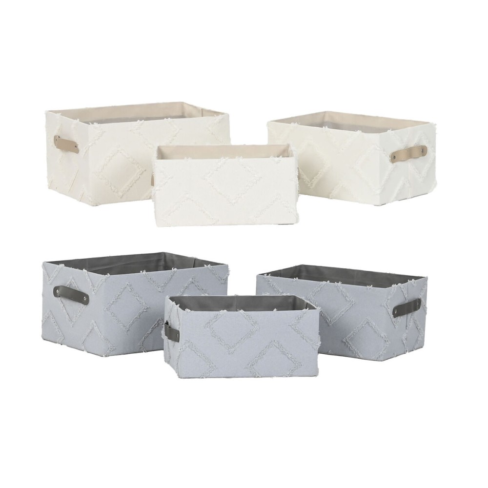 Set de basket Home ESPRIT Gris Crème 35 x 25 x 18 cm 3 Pièces (2 Unités)