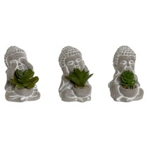 Dekorationspflanze Home ESPRIT Polyäthylen Zement Buddha Orientalisch 8,5 x 7 x 11 cm (3 Stück)