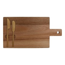 Cheese board Home ESPRIT Stainless steel Acacia 38 x 20 x 1,5 cm (3 Pieces)