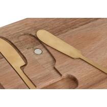Cheese board Home ESPRIT Stainless steel Acacia 38 x 20 x 1,5 cm (3 Pieces)