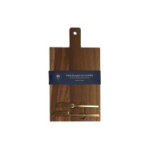 Cheese board Home ESPRIT Stainless steel Acacia 38 x 20 x 1,5 cm (3 Pieces)