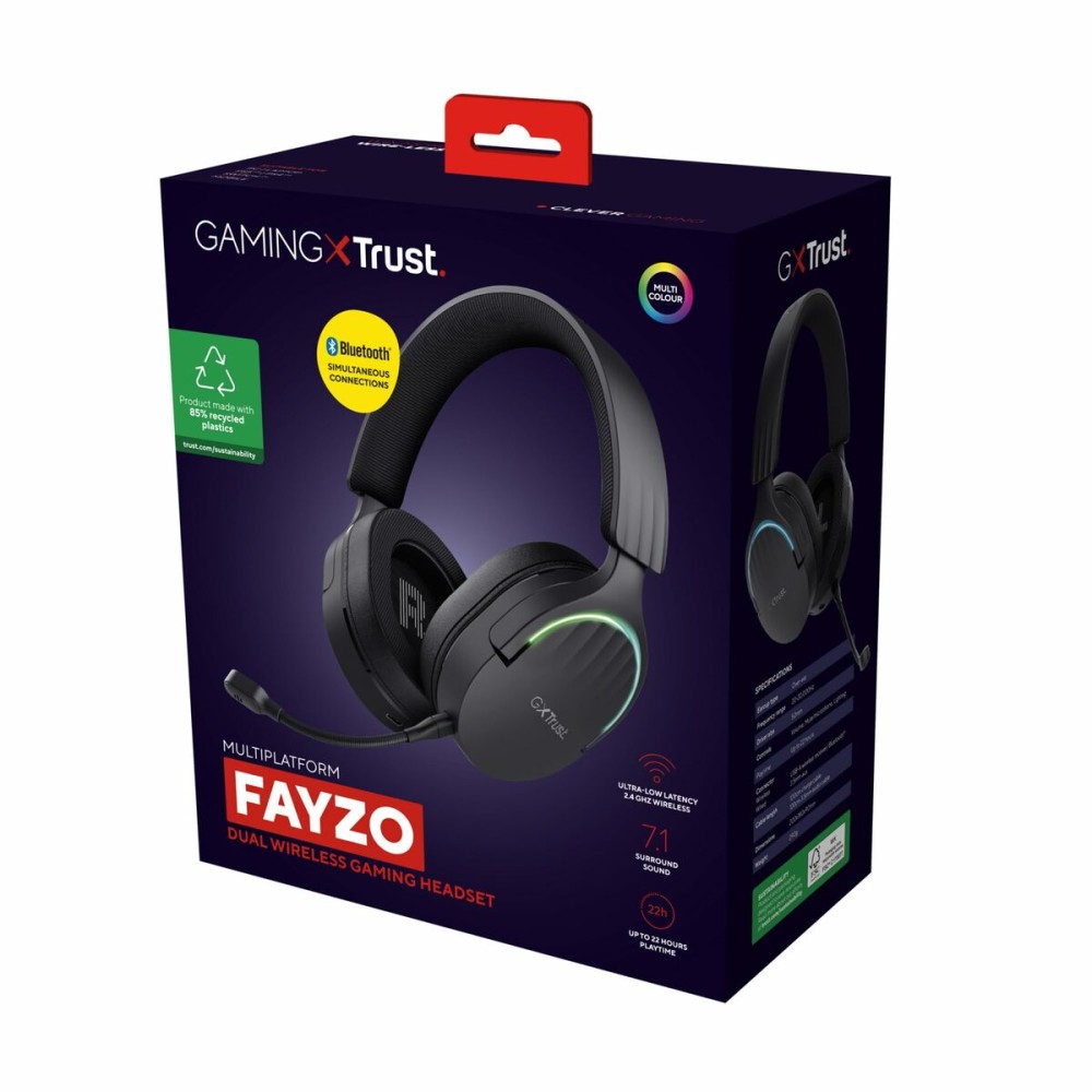 Headphones with Microphone Trust 24901 GXT491 FAYZO WIRELESS Black
