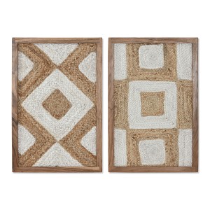 Bild Home ESPRIT Weiß natürlich Geometrisch Boho 40 x 3 x 60 cm (2 Stück)