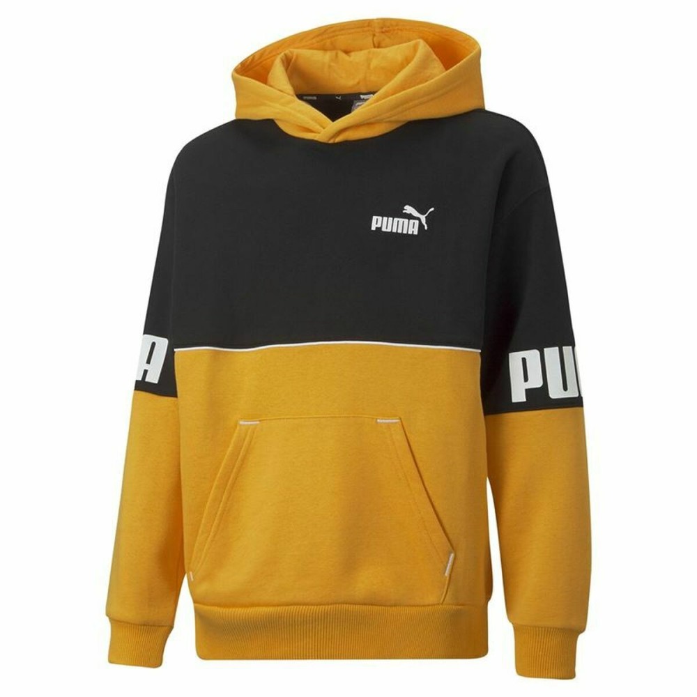 Sweat à capuche homme Puma Power Colorblock Noir Jaune