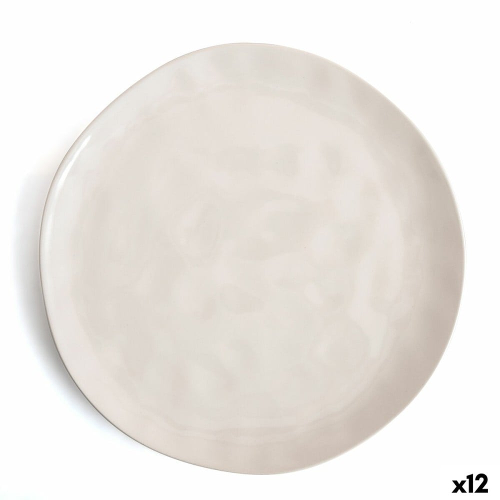 Flacher Teller Bidasoa Cosmos Weiß aus Keramik 26 cm (12 Stück)