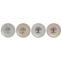 Assiette plate Home ESPRIT Blanc Beige Grès Traditionnel 20 x 20 x 2,5 cm
