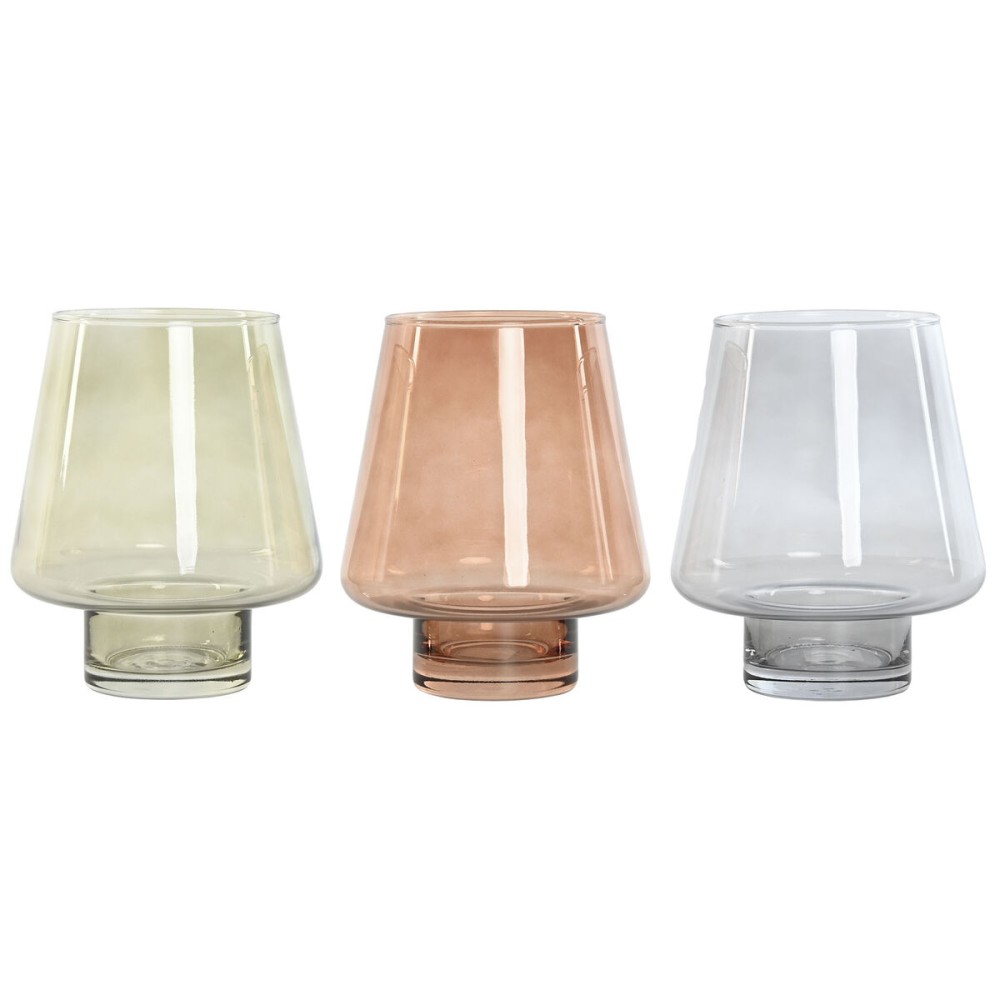 Vase Home ESPRIT Bleu Vert Ambre Verre Moderne 14,5 x 14,5 x 18 cm (3 Unités)