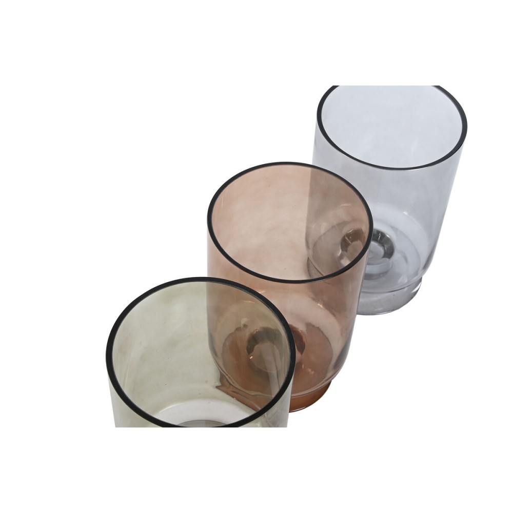 Vase Home ESPRIT Blau grün Bernstein Kristall Moderne 12,5 x 12,5 x 20 cm (3 Stück)