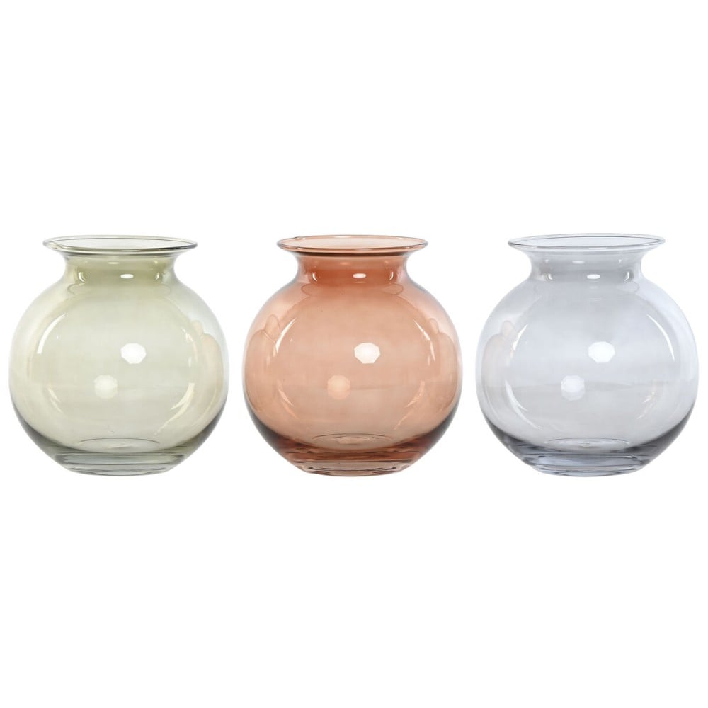 Vase Home ESPRIT Blau grün Bernstein Kristall Moderne 17,5 X 17,5 X 18,2 cm (3 Stück)