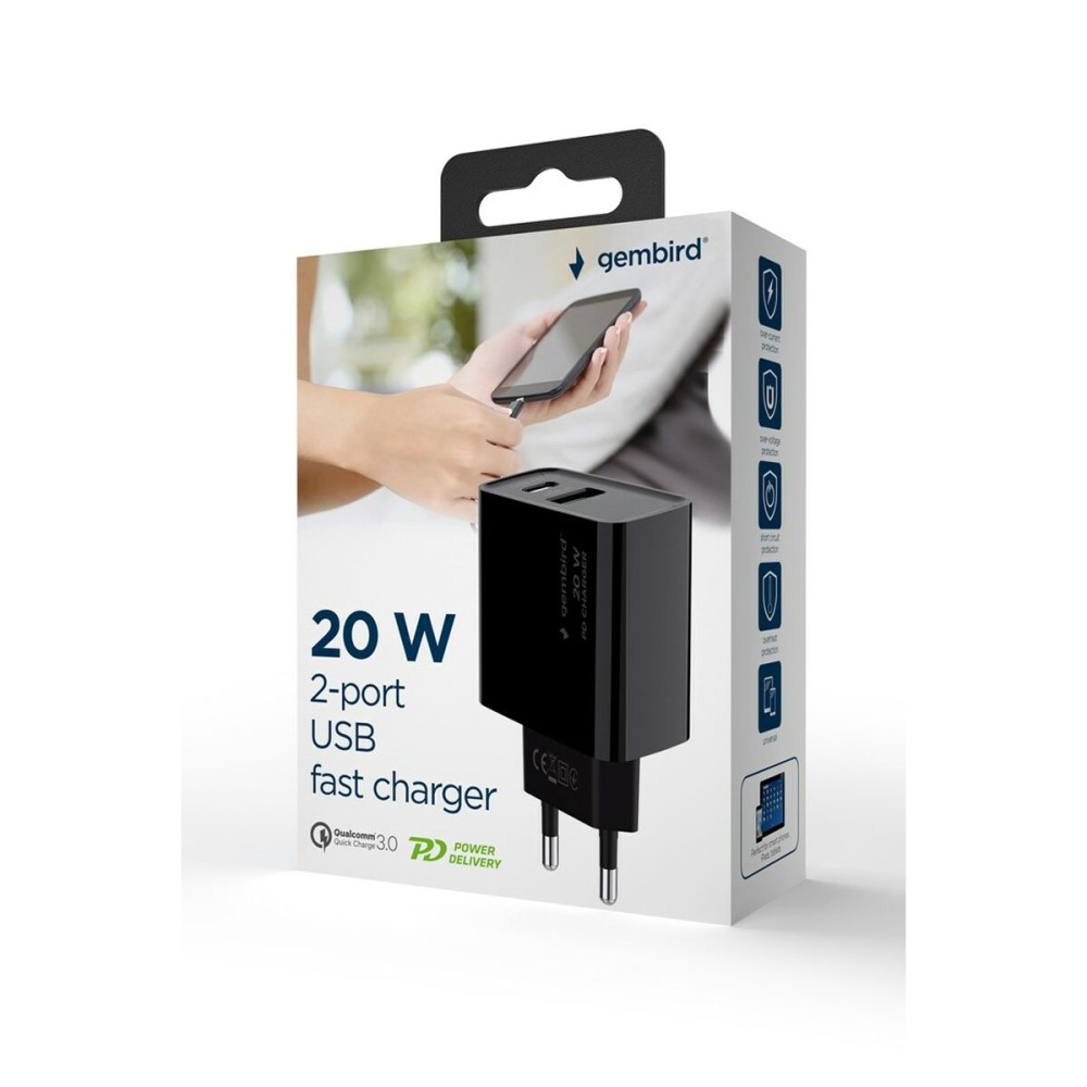 Chargeur mural GEMBIRD TA-UC-PDQC20-01-BK