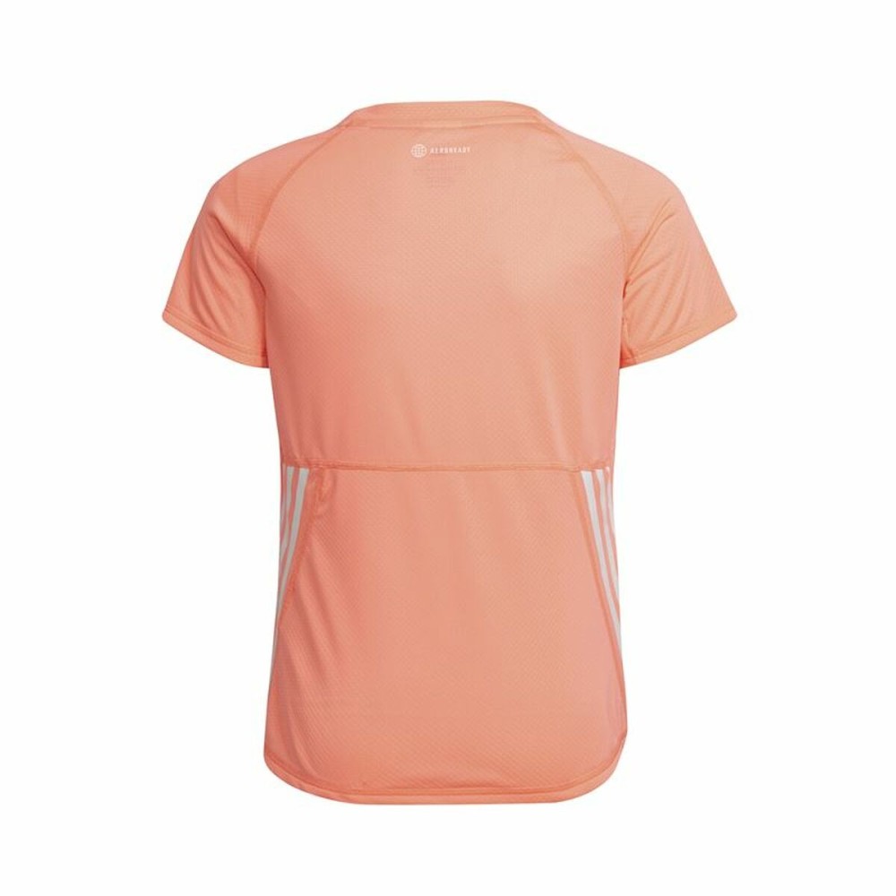 Child's Short Sleeve T-Shirt Adidas Aeroready Three Stripes Salmon