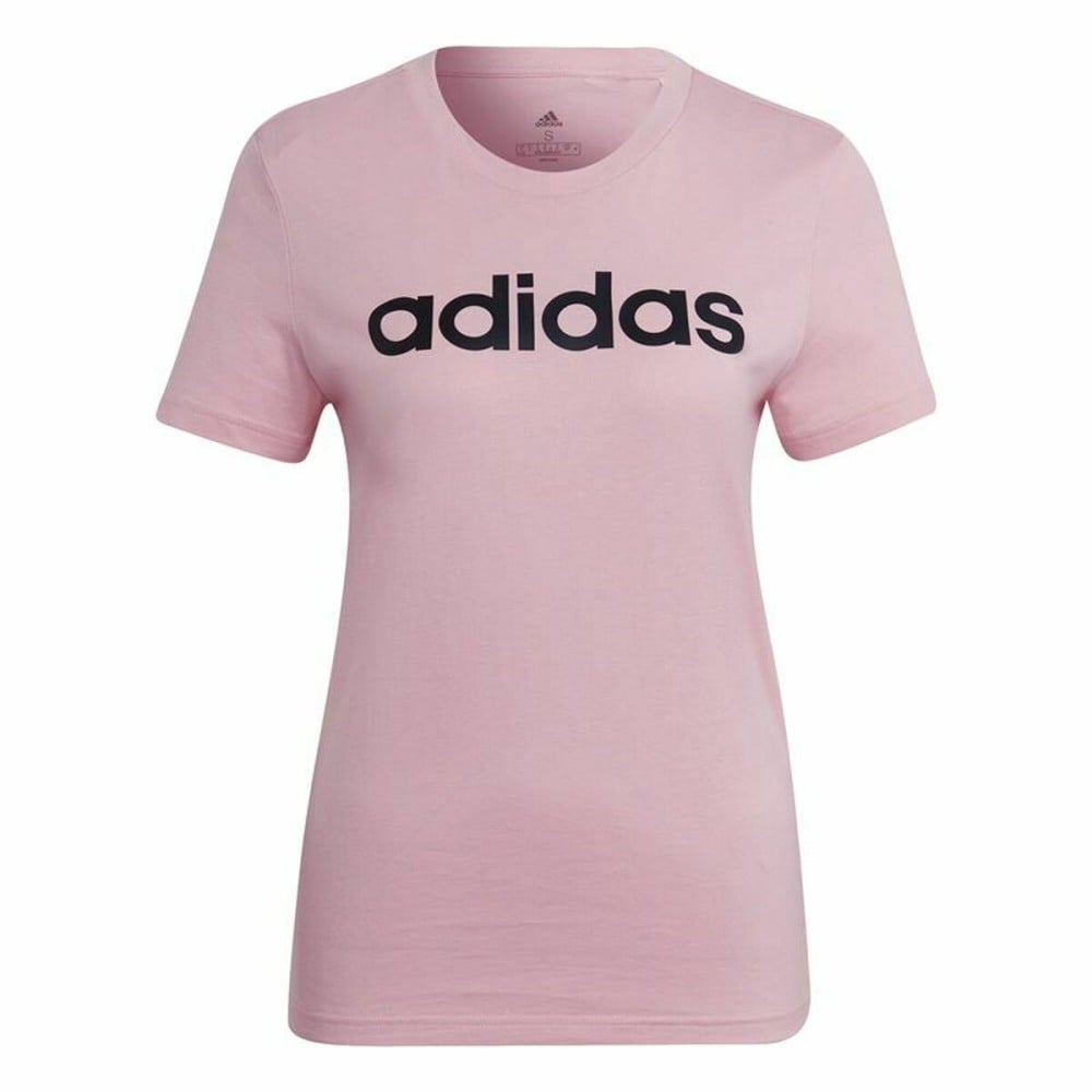 Women’s Short Sleeve T-Shirt Adidas Loungewear Essentials Slim Logo Pink