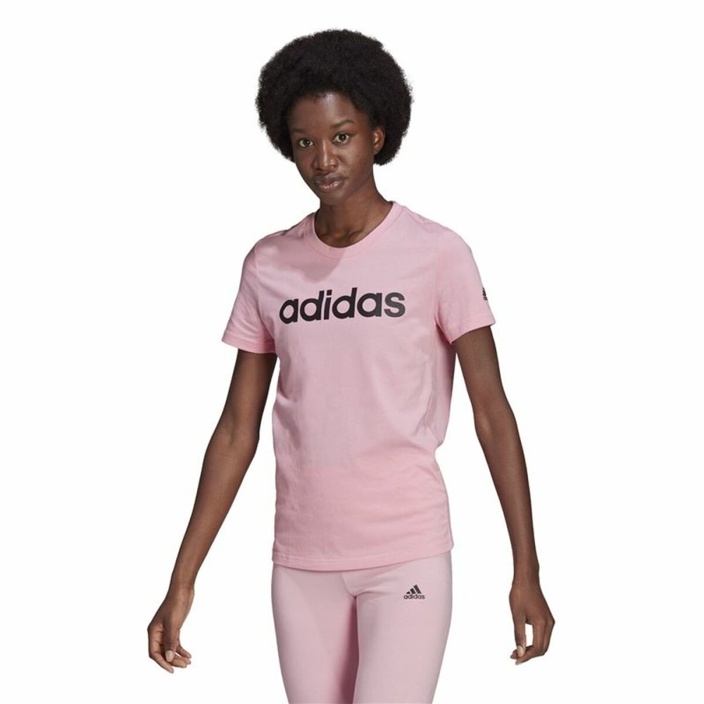 T-shirt à manches courtes femme Adidas Loungewear Essentials Slim Logo Rose