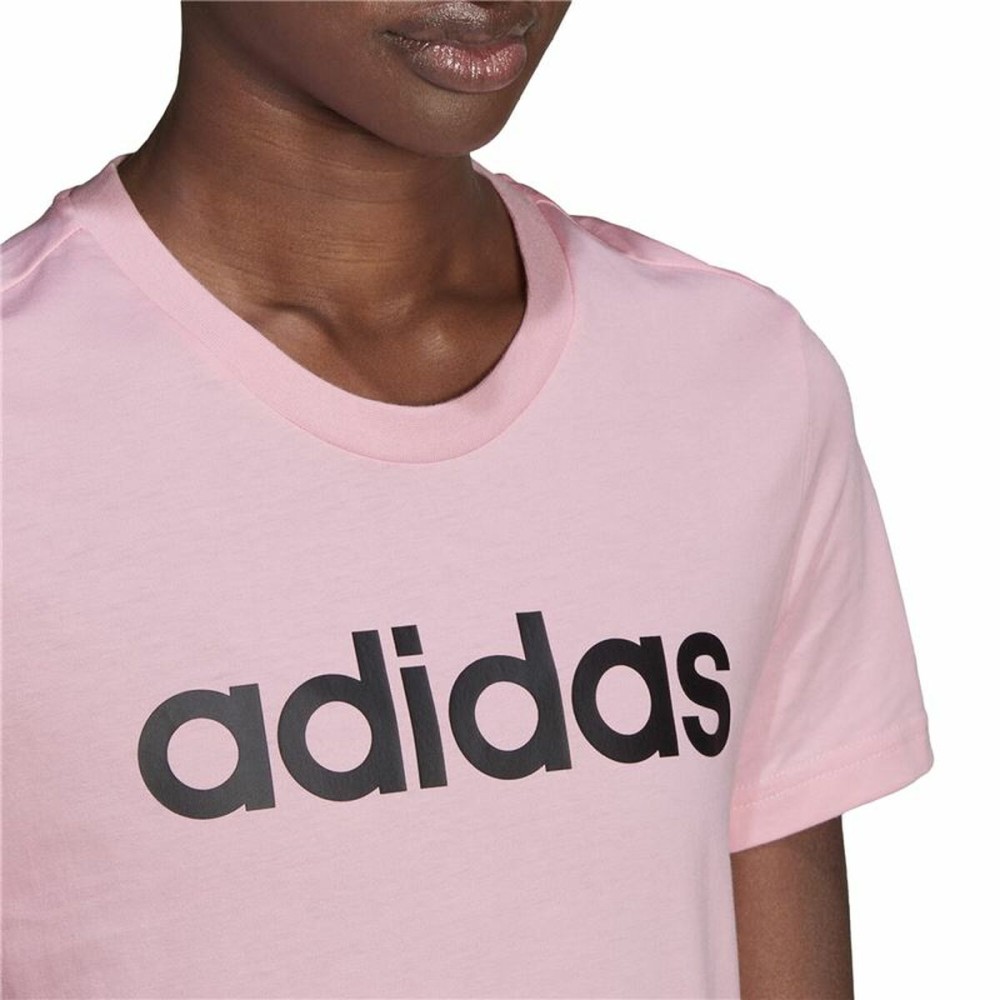 Women’s Short Sleeve T-Shirt Adidas Loungewear Essentials Slim Logo Pink