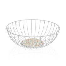 Panier Multi-usages Versa Blanc Métal Acier Bois MDF 28 x 11 x 28 cm