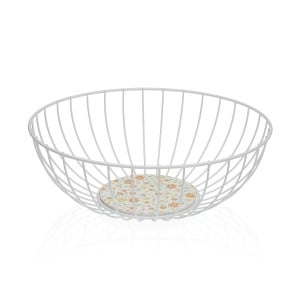 Multi-purpose basket Versa White Metal Steel MDF Wood 28 x 11 x 28 cm