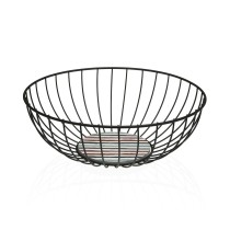 Multi-purpose basket Versa Black Metal Steel MDF Wood 28 x 11 x 28 cm
