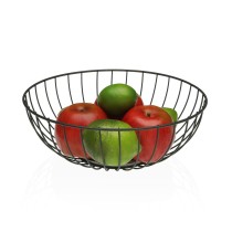 Multi-purpose basket Versa Black Metal Steel MDF Wood 28 x 11 x 28 cm
