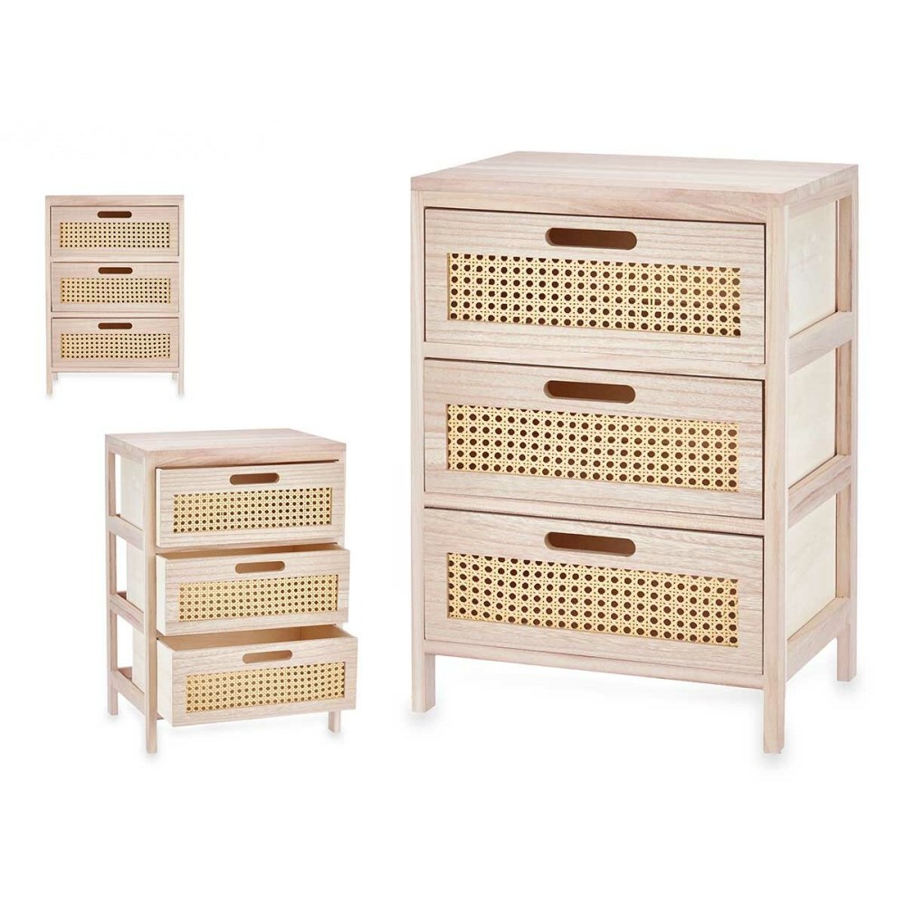 Chest of drawers Rattan Natural 40 x 58 x 29 cm 3 drawers