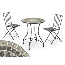 Tisch mit 2 Stühlen Ibergarden Mosaico-Forja Schwarz Grau
