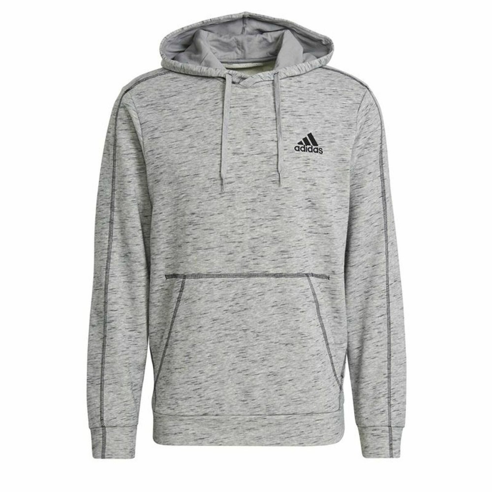 Sweat à capuche homme Adidas Essentials Mélange Embroidered Gris clair