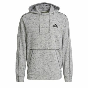 Herren Sweater mit Kapuze Adidas Essentials Mélange Embroidered Hellgrau