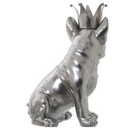 Deko-Figur Alexandra House Living Silberfarben Kunststoff Hund Krone 14 x 18 x 25 cm