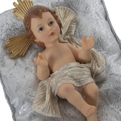 Deko-Figur Alexandra House Living Silberfarben Kunststoff 16 x 17 x 28 cm Kissen Jesuskind