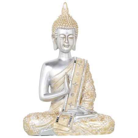 Deko-Figur Alexandra House Living Gold Silberfarben Kunststoff Buddha 17 x 27 x 40 cm