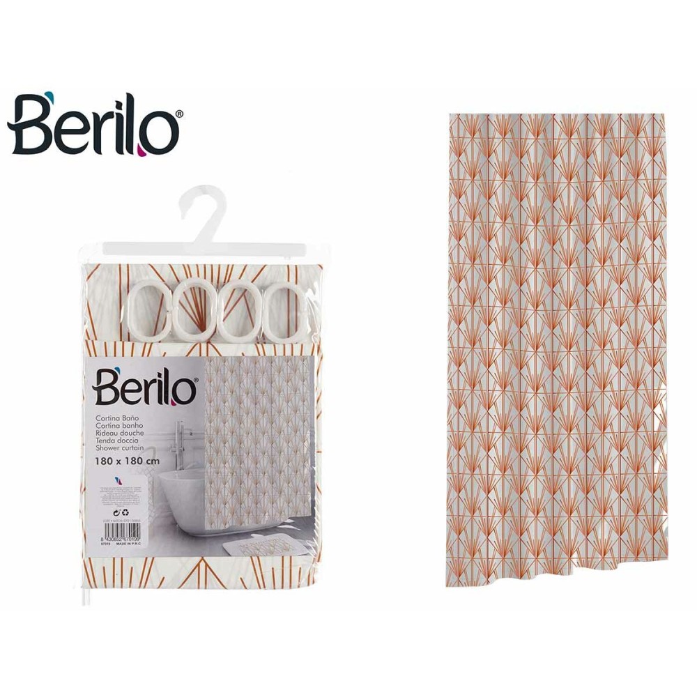 Shower Curtain Berilo Art Nouveau White Bronze Plastic 180 x 180 x 0,008 cm (12 Units)