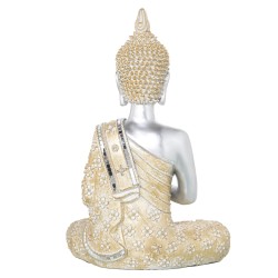 Deko-Figur Alexandra House Living Gold Silberfarben Kunststoff Buddha 17 x 27 x 40 cm