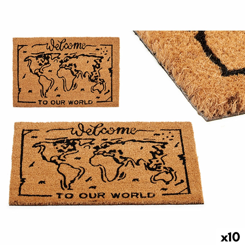 Paillasson World Imprimé PVC Fibres de coco 40 x 2 x 60 cm (10 Unités)